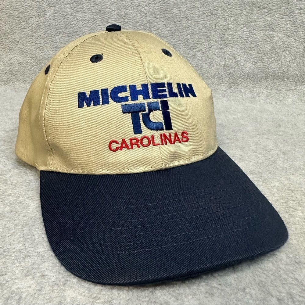 Michelin Tires Hat Cap Beige Blue SnapBack TCI Carolinas‎ Automotive Otto Cap